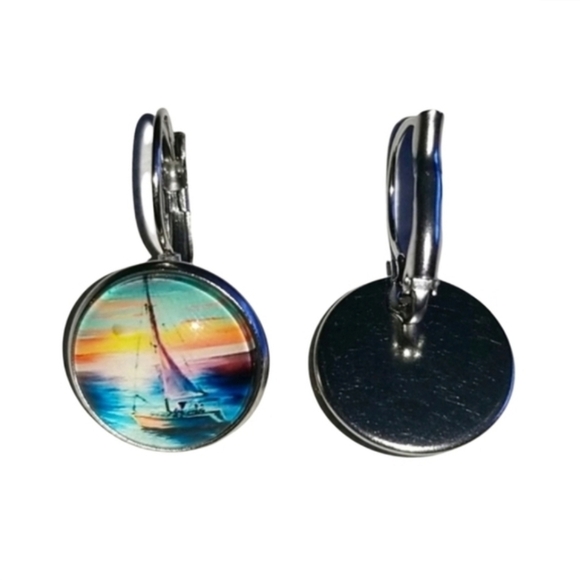 Handcrafted Sailboat Earrings - Picture 2 of 4